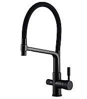 Змішувач для кухні Platinum LN088 Чорний Гнучкий кран на кухню Змішувач для кухні з гнучким виливом