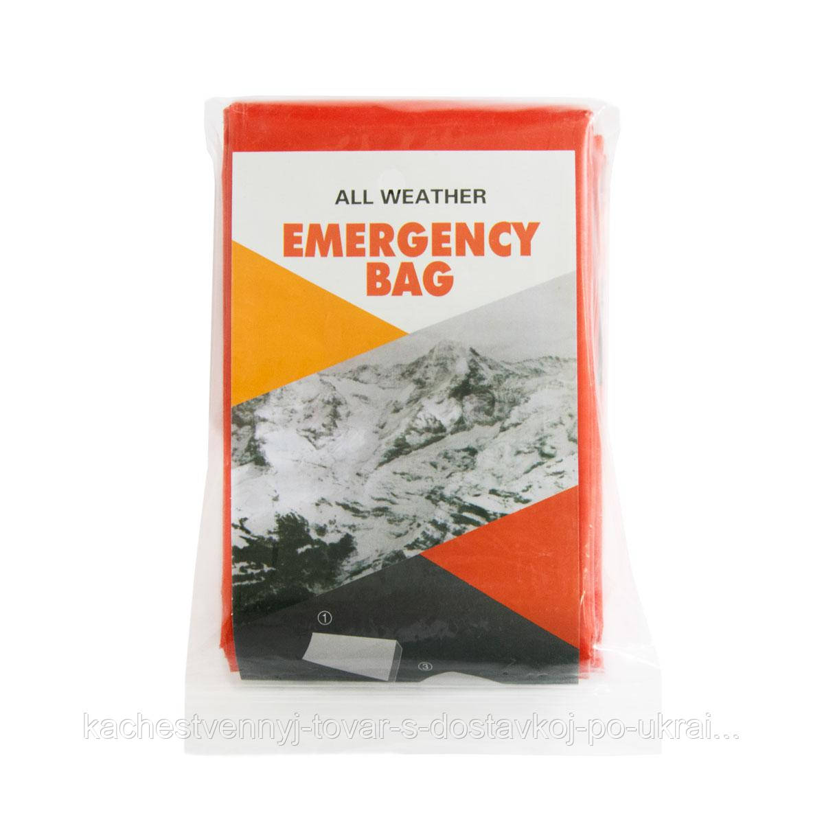 Аварийный спальный мешок Оранжевый "Emergency bag" 210х85см, термомешок-одеяло из фольги спасательный (KT) - фото 3 - id-p1940728642