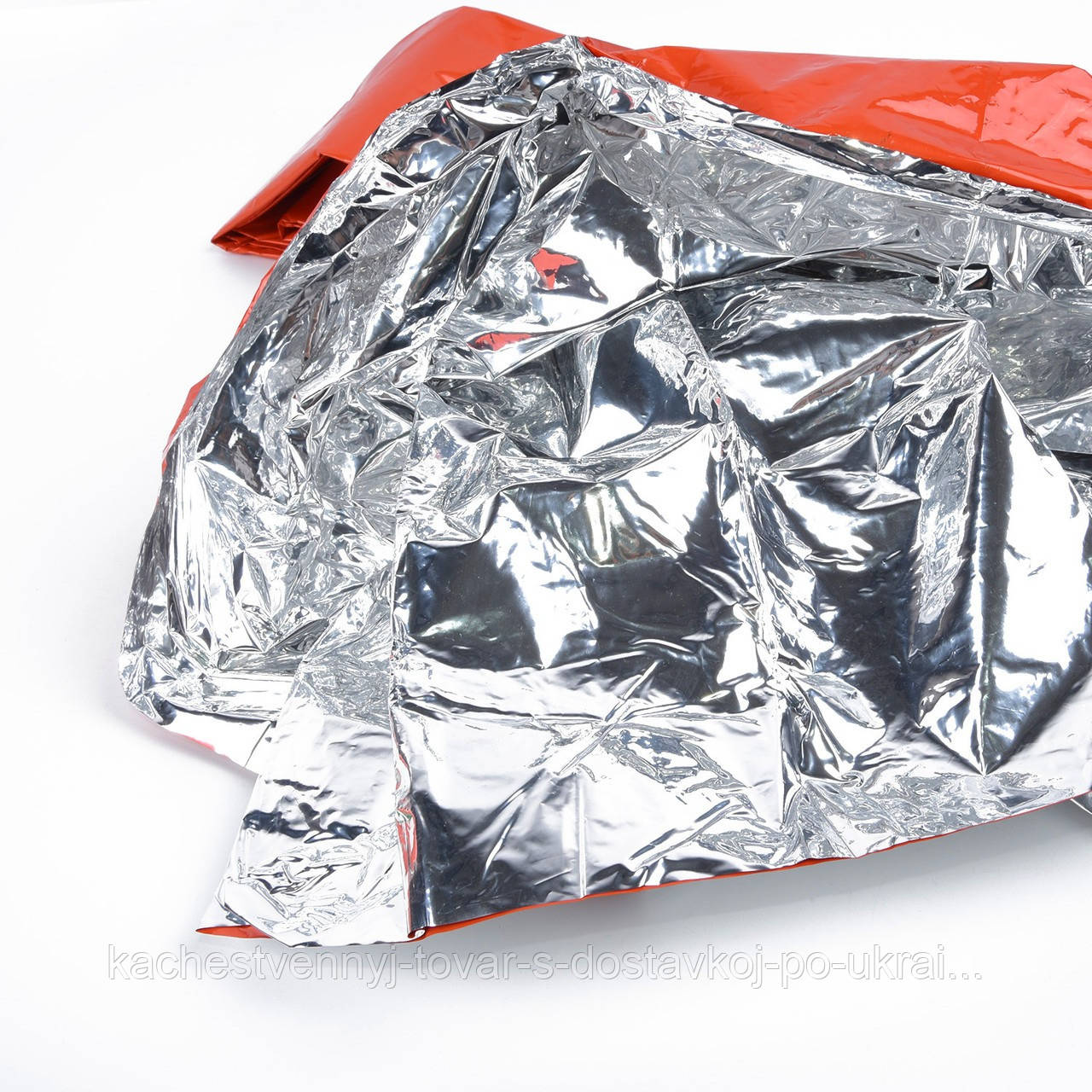 Аварийный спальный мешок Оранжевый "Emergency bag" 210х85см, термомешок-одеяло из фольги спасательный (KT) - фото 6 - id-p1940728642