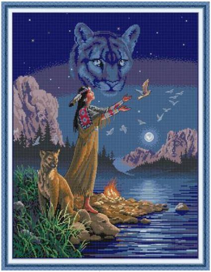 Набір для вишивання за нанесеною на канву схемою "Peace Indian". AIDA 14CT printed 45*57 см