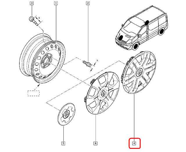 Колпак колесного диска (1шт.) на Renault Trafic 2001-> Renault (Оригинал) - 8200041559 - фото 3 - id-p7420928