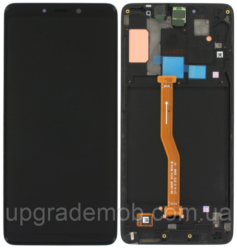 Дисплей модуль тачскрин Samsung A920 Galaxy A9 2018 чорний Amoled оригінал сервісне паковання з рамкою