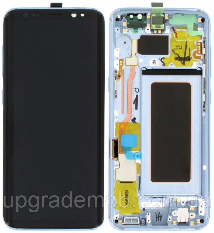 Дисплей модуль тачскрин Samsung G950 Galaxy S8 чорний Amoled оригінал сервісне паковання з рамкою синього кольору