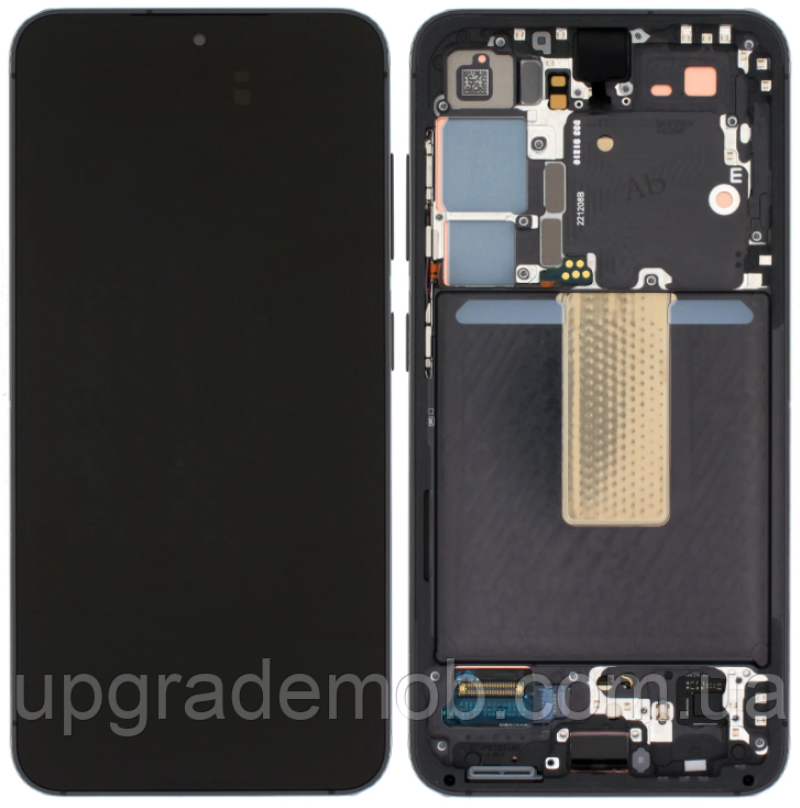 Дисплей модуль тачскрин Samsung S911 Galaxy S23 чорний Amoled оригінал сервісне паковання з рамкою Phantom