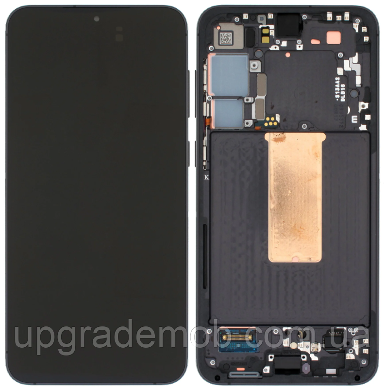 Дисплей модуль тачскрин Samsung S916 Galaxy S23+ чорний Amoled оригінал сервісне паковання з рамкою Phantom