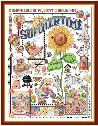 Набір для вишивання за нанесеною на канву схемою "Summer Time". AIDA 14CT printed 38*49 см