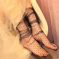 Носки чулки прозрачные из сетки носочки кружевные кружево ажурные в горошек фатиновые аниме косплей Jk Tie