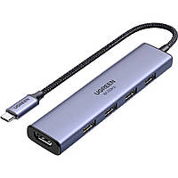 USB-хаб Ugreen CM478 USB-C to 4-Port USB 3.0 +1 Port 4K HDMI (20955) [91959]