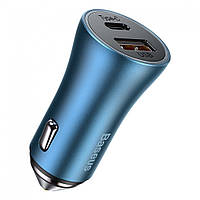 АЗУ Car Charger | 60W | 1U | 1C Baseus (CGJM0001) Golden Contactor Max Dual Fast Charger Blue