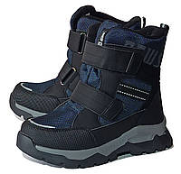 Детские зимние ботинки для мальчика дутики на овчине ТОМ М 10670С синие. Размеры 37