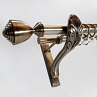 Карниз для штор Orvit Палацио металевий дворядний ретро гладка труба кільце металеве Антик 25\19 мм 300 см