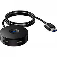 Хаб HUB Adapter Baseus (CAHUB-U01) Airjoy round box (USB3.0 to USB3.0*1+USB2.0*31m) Black