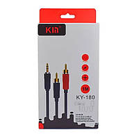 Кабель Aux to 2 RCA (1m) KY-180 Nylon Black