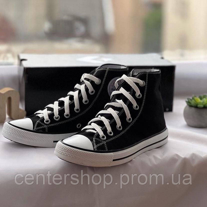 Кеды Converse All Star высокие черные, Высокие конверсы унисекс мужские-женские 36-44 размар молодежные - фото 3 - id-p1940787182