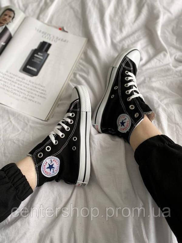 Кеды Converse All Star высокие черные, Высокие конверсы унисекс мужские-женские 36-44 размер молодежные - фото 4 - id-p1940787182