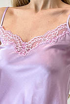 Шовковий топ і шорти. Домашній комплект "Флорина", бузковий. TM"Silk Kiss". Натуральний 100% шовк, фото 3