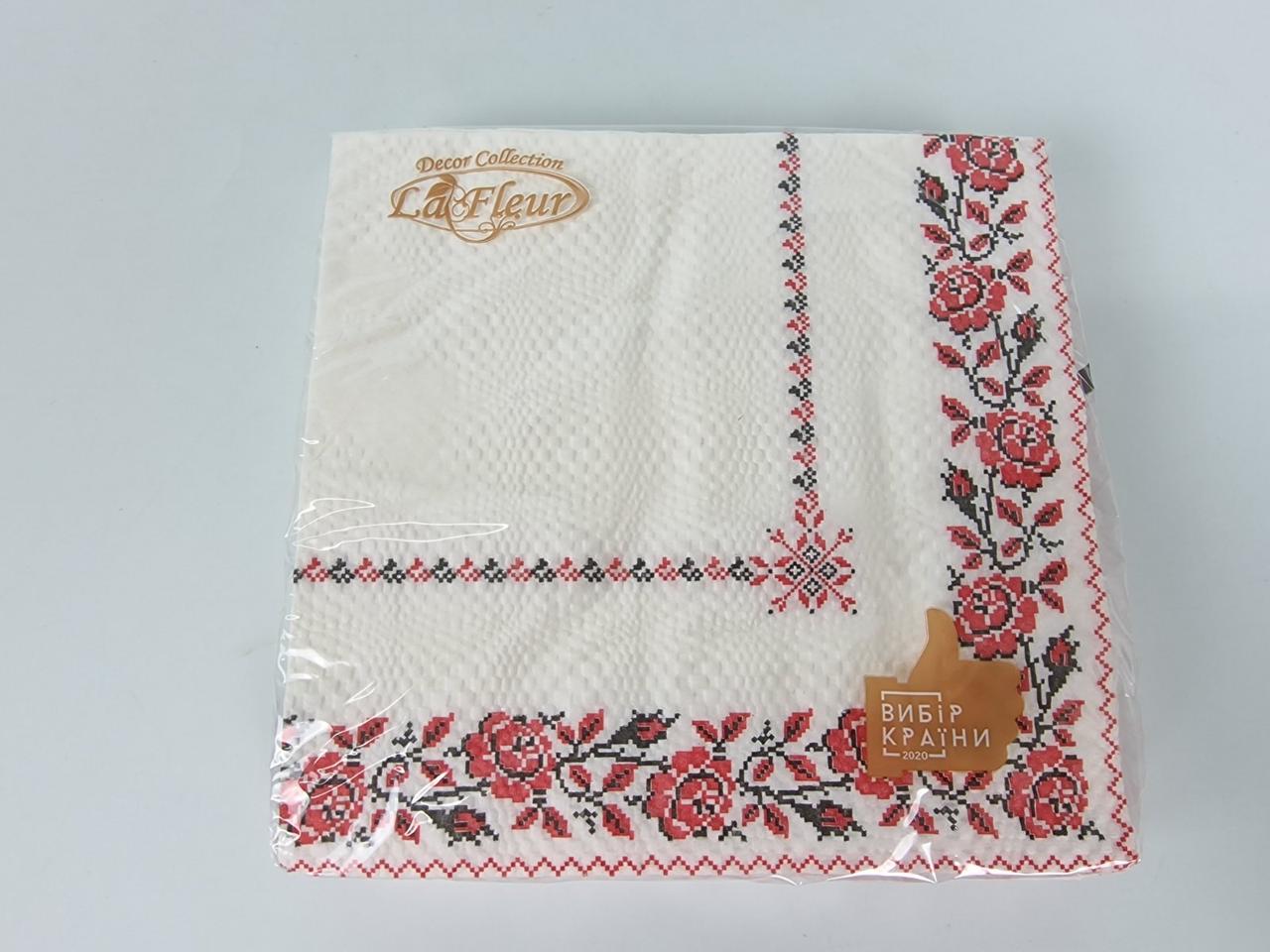 Паперова двошарова серветка (ЗЗДЗЗ, 16 шт.) La Fleur Рожева хустка (1311) (1 пачка), фото 1