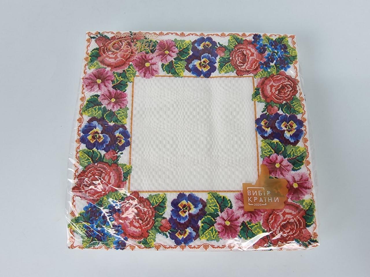 Двошарова квіткова серветка (ЗЗХЗЗ, 16 шт.) La Fleur Квітковий орнамент (511) (1 пачка), фото 1