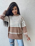 В'язаний светр подовжений у смужку вільного фасону (р. 42-48) 9043234, фото 4