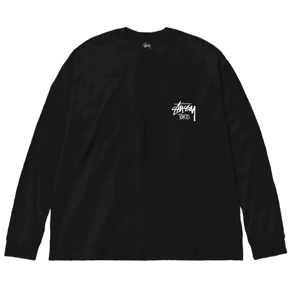 Чорний лонгслів Stussy Tokyo Logo унісекс Стуссі Стассі