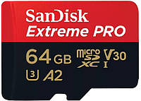 SanDisk Карта памяти microSD 64GB C10 UHS-I U3 R200/W90MB/s Extreme Pro V30 + SD Baumar - Время Экономить