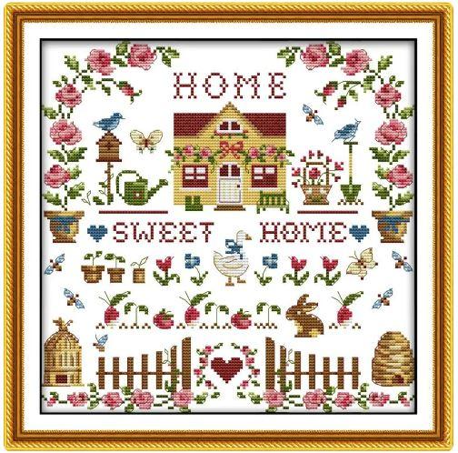 Набір для вишивання за нанесеною на канву схемою "Sweet Home". AIDA 14CT printed 31*31 см