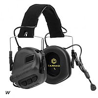 Активні стрілецькі навушники Earmor M32 Чорний з гарнітурою, Тактичні навушники для стрільби шумоподавляючі