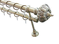 Карниз для штор Orvit Шато металевий дворядний гладка труба кільце металеве Антик 25\19 мм 240 см