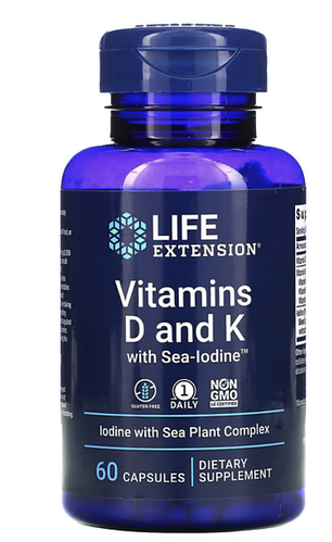 Life Extension, Витамины Д и К с морским йодом, 60 капсул (ID ...