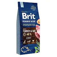 Сухой корм для собак с лишним весом Brit Premium Light 15 кг (индейка)