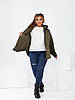Жіноча демісезонна куртка з плащової тканини з трикотажними рукавами, батал великі розміри, фото 6