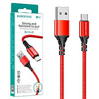 Кабель USB-Micro Borofone BX54 Ultra bright (2,4A/1м) червоний