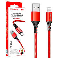 Кабель USB-Lightning Borofone BX54 Ultra bright (2,4А/1м) красный