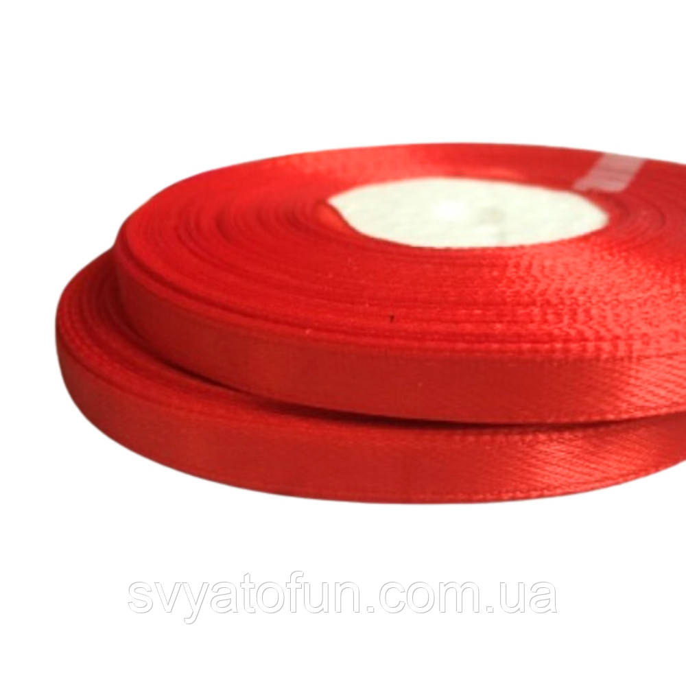 Стрічка атласна 0,6 см червона 33 м