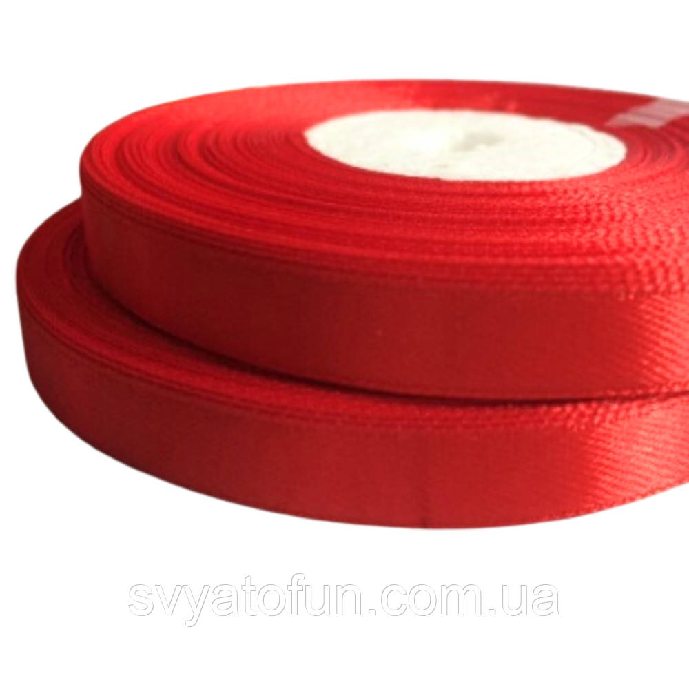 Стрічка атласна 0,9 см червона 33 м