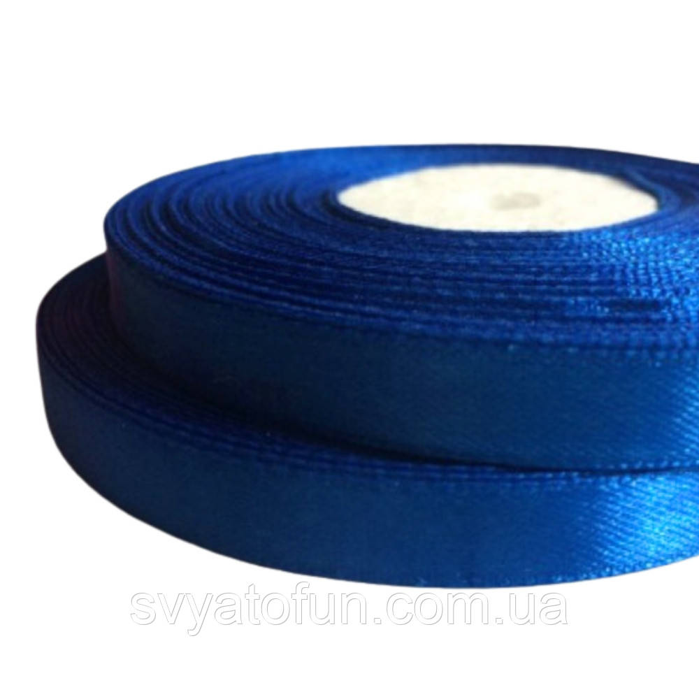 Стрічка атласна 0,9 см темно-синя 33 м