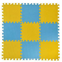 Килимок-пазл EVA арт. K89404 жовто-блакитний деталь 30*30*0,8см 9 дет, килимок 86,6*86,8*0,8 см. [tsi217753-