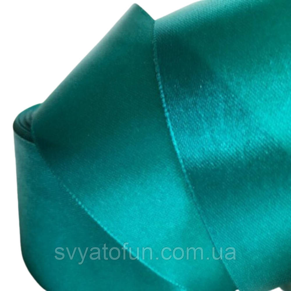 Стрічка атласна 5 см смарагдова 33 м