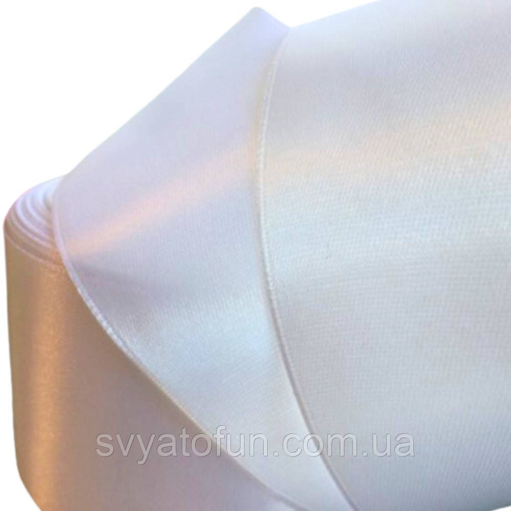 Стрічка атласна 5 см біла 33 м