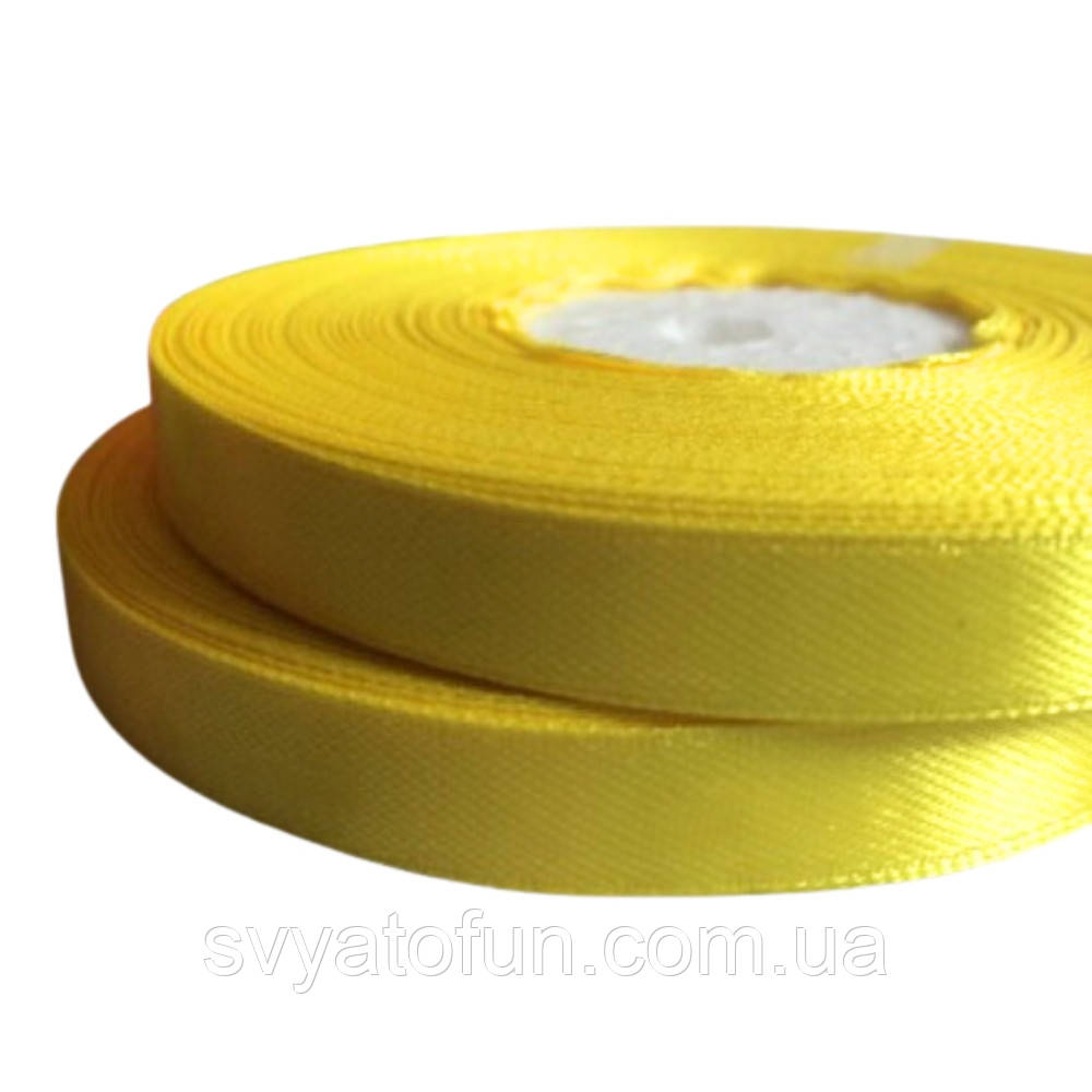 Стрічка атласна 0,9 см жовта 33 м