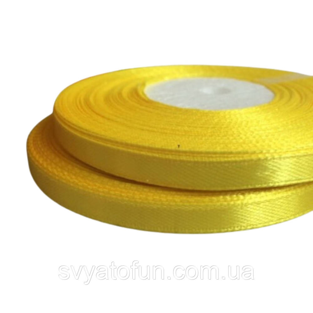 Стрічка атласна 0,6 см жовта 33 м