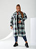 Стильна довга флісова сорочка-кардиган в клітинку широкого фасону, батал великі розміри, фото 6