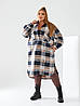 Стильна довга флісова сорочка-кардиган в клітинку широкого фасону, батал великі розміри, фото 6