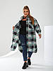 Стильна довга флісова сорочка-кардиган в клітинку широкого фасону, батал великі розміри, фото 4