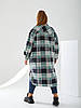 Стильна довга флісова сорочка-кардиган в клітинку широкого фасону, батал великі розміри, фото 2