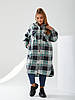 Стильна довга флісова сорочка-кардиган в клітинку широкого фасону, батал великі розміри, фото 3