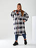 Стильна довга флісова сорочка-кардиган в клітинку широкого фасону, батал великі розміри, фото 8