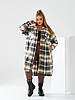 Стильна довга флісова сорочка-кардиган в клітинку широкого фасону, батал великі розміри, фото 4