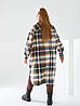 Стильна довга флісова сорочка-кардиган в клітинку широкого фасону, батал великі розміри, фото 3