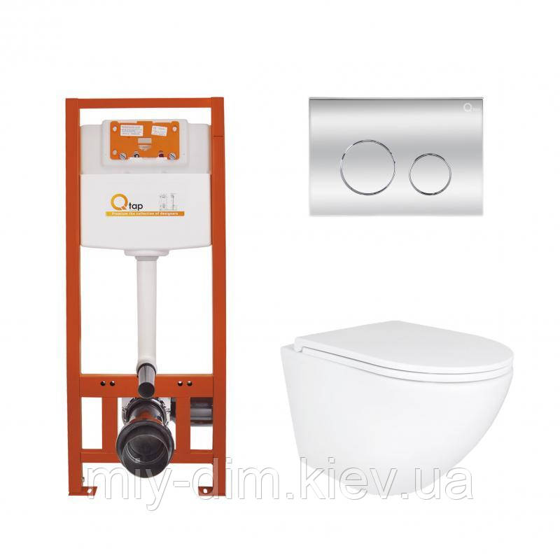 Комплект: Qtap Robin Ultra Quiet унітаз підвісний QT1333046EUQW + Nest комплект інсталяції 4в1 (лінійна